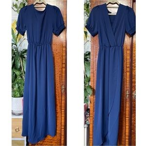 Revolve Farrow‎ Navy Faux Wrap Short Sleeves Size S